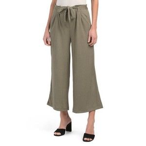 ELLEN TRACY Women's Paper Bag Tie Waist Cropped Pants Green size Large $79 NEW